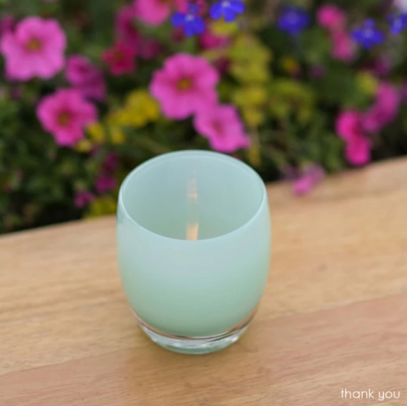 Glassybaby Pre-Tiskelion - "Thank You" Mint Green Votive - Picture 1 of 13